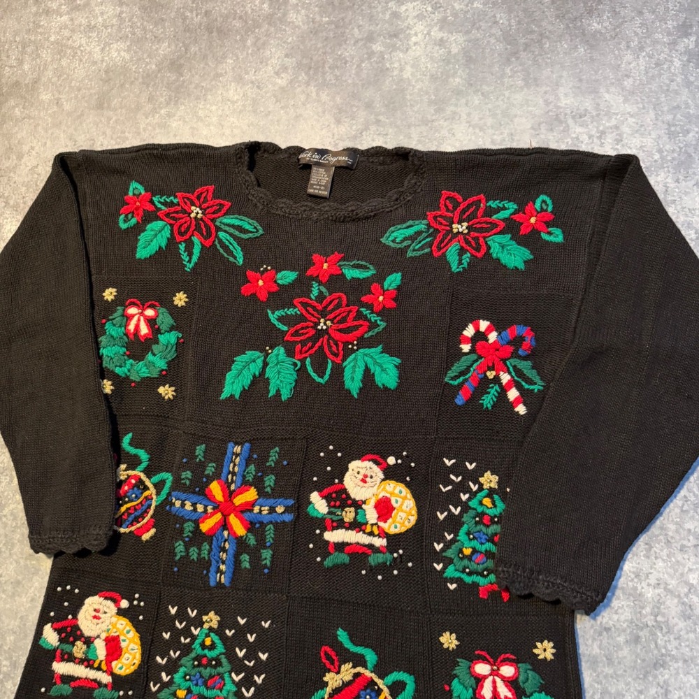 Vintage Grandma‎ Granny Ugly Christmas Sweater Women's Medium Gladys Bagley